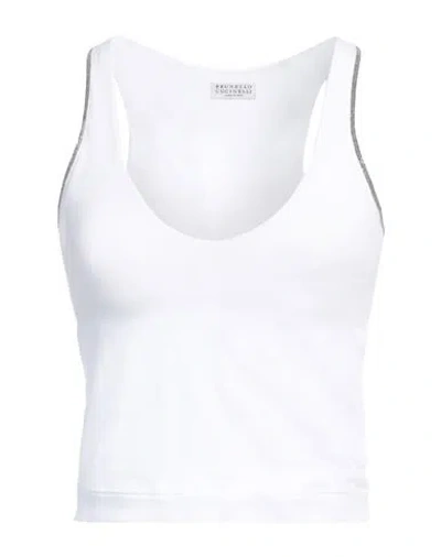 Brunello Cucinelli Woman Top White Size Xs Cotton, Elastane, Brass