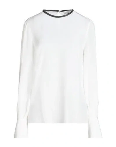 Brunello Cucinelli Woman Top White Size Xxl Silk, Ecobrass