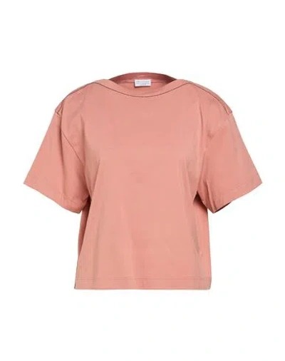 Brunello Cucinelli Woman T-shirt Coral Size M Cotton In Pink