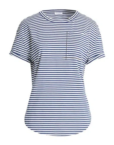 Brunello Cucinelli Woman T-shirt Navy Size Xxl Cotton In Multi