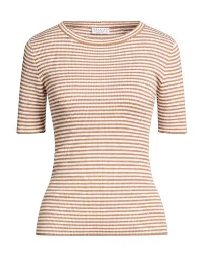 Brunello Cucinelli Woman T-shirt Sand Size M Cashmere, Silk In Neutral