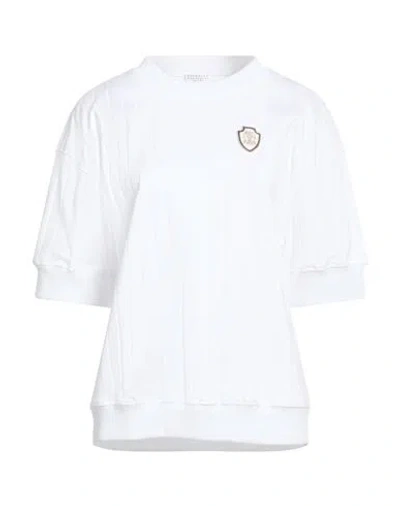 Brunello Cucinelli Woman T-shirt White Size Xxl Cotton, Elastane In Animal Print