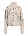 BRUNELLO CUCINELLI BRUNELLO CUCINELLI WOMAN TURTLENECK BEIGE SIZE L CASHMERE, POLYAMIDE, POLYESTER