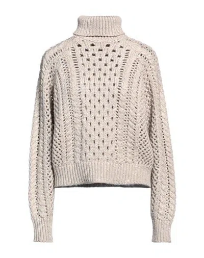 BRUNELLO CUCINELLI BRUNELLO CUCINELLI WOMAN TURTLENECK BEIGE SIZE L CASHMERE, POLYAMIDE, POLYESTER