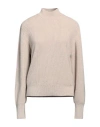 Brunello Cucinelli Woman Turtleneck Beige Size Xl Cashmere, Ecobrass In Beige