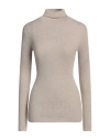 Brunello Cucinelli Woman Turtleneck Beige Size M Cashmere, Silk, Polyamide, Metallic Polyester