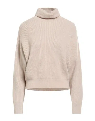 BRUNELLO CUCINELLI BRUNELLO CUCINELLI WOMAN TURTLENECK BEIGE SIZE XS VIRGIN WOOL, CASHMERE, SILK