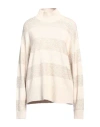 Brunello Cucinelli Long Sleeve Turtle Neck Sweater In Beige