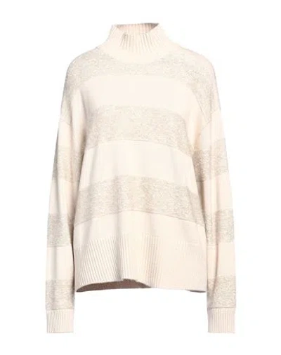 BRUNELLO CUCINELLI BRUNELLO CUCINELLI WOMAN TURTLENECK BEIGE SIZE 3XL VIRGIN WOOL, CASHMERE, SILK, POLYESTER, POLYAMIDE