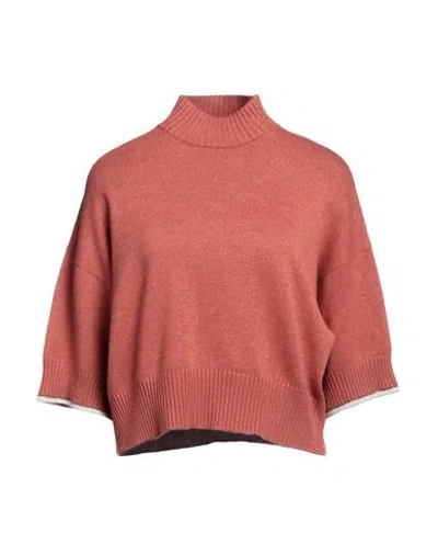 Brunello Cucinelli Woman Turtleneck Brick Size Xs Cashmere, Brass In Red