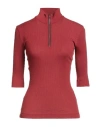 Brunello Cucinelli Woman Turtleneck Brick Size Xl Wool, Brass In Red