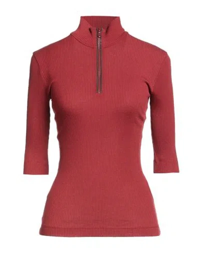 Brunello Cucinelli Woman Turtleneck Brick Size Xl Wool, Brass In Red