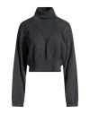 Brunello Cucinelli Woman Turtleneck Charcoal Size L Virgin Wool, Cashmere, Silk In Black