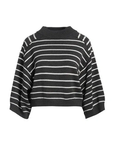 Brunello Cucinelli Woman Turtleneck Charcoal Size M Cotton In Grey