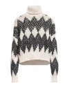 Brunello Cucinelli Roll Neck Printed Sweatshirt In White