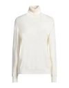 Brunello Cucinelli Woman Turtleneck Cream Size Xs Cashmere, Ecobrass In White