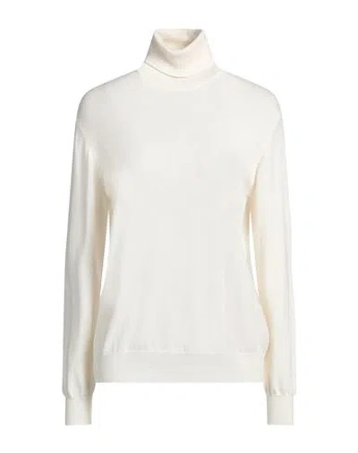 Brunello Cucinelli Woman Turtleneck Cream Size Xs Cashmere, Ecobrass In White