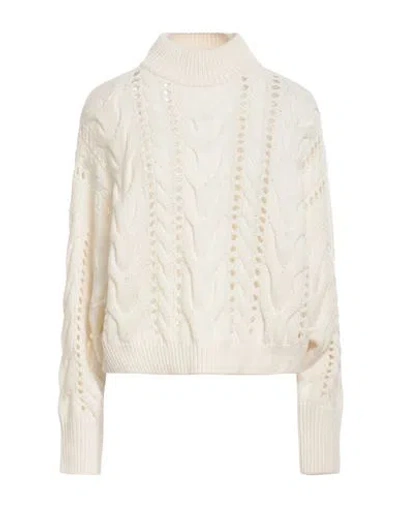 Brunello Cucinelli Woman Turtleneck Cream Size Xs Virgin Wool, Cashmere, Silk, Brass In White