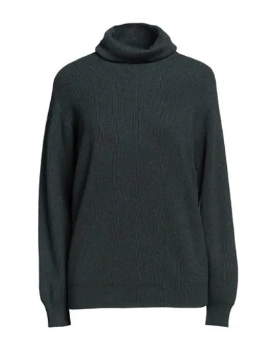 Brunello Cucinelli Woman Turtleneck Deep Teal Size L Cashmere, Brass In Green