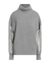 Brunello Cucinelli Woman Turtleneck Grey Size L Cashmere, Polyester, Silk