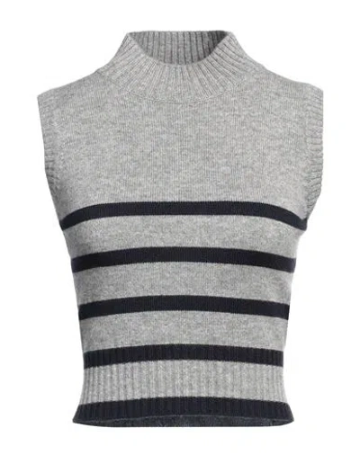 Brunello Cucinelli Woman Turtleneck Grey Size Xl Cashmere In Grey Multi