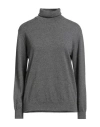 Brunello Cucinelli Woman Turtleneck Grey Size Xl Cashmere, Ecobrass In Gray