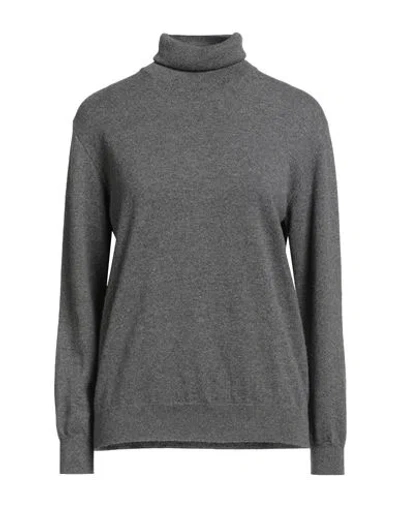 Brunello Cucinelli Woman Turtleneck Grey Size Xl Cashmere, Ecobrass In Gray