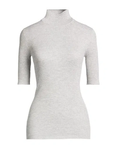 Brunello Cucinelli Woman Turtleneck Grey Size Xxl Cashmere, Silk, Polyamide, Metallic Polyester In Gray