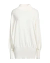 Brunello Cucinelli Woman Turtleneck Ivory Size M Cashmere, Ecobrass In White