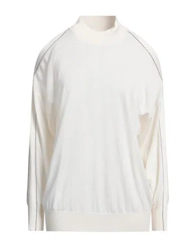 Brunello Cucinelli Woman Turtleneck Ivory Size M Cashmere, Silk In White