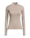 Brunello Cucinelli Woman Turtleneck Khaki Size Xl Cashmere, Silk, Polyamide, Metallic Polyester In Pink