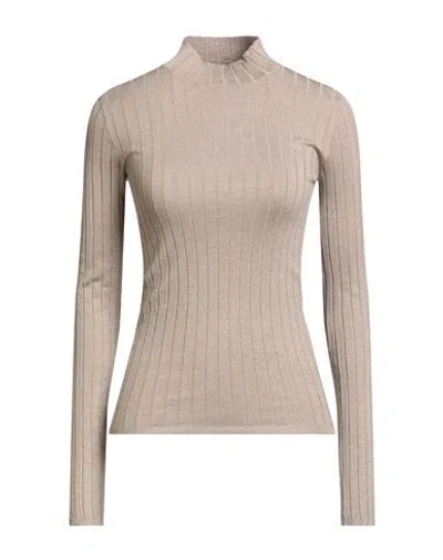 Brunello Cucinelli Woman Turtleneck Khaki Size Xl Cashmere, Silk, Polyamide, Metallic Polyester In Pink