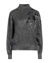 Brunello Cucinelli Woman Turtleneck Lead Size M Virgin Wool, Mohair Wool, Polyamide, Cashmere, Silk In Grey