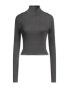 Brunello Cucinelli Woman Turtleneck Lead Size Xl Cashmere, Silk, Polyamide, Metallic Polyester In Grey