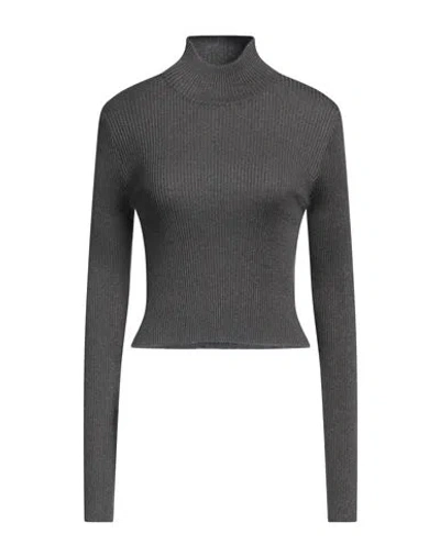 Brunello Cucinelli Woman Turtleneck Lead Size Xl Cashmere, Silk, Polyamide, Metallic Polyester In Grey