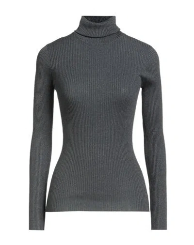 Brunello Cucinelli Woman Turtleneck Lead Size Xs Cashmere, Silk, Polyamide, Metallic Polyester
