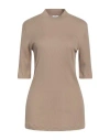 Brunello Cucinelli Woman Turtleneck Light Brown Size Xxl Cotton, Brass In Beige