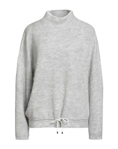 Brunello Cucinelli Woman Turtleneck Light Grey Size M Mohair Wool, Polyamide, Wool In Gray