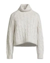 Brunello Cucinelli Woman Turtleneck Light Grey Size M Wool, Mohair Wool, Brass In White