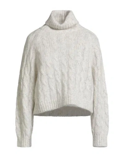 Brunello Cucinelli Woman Turtleneck Light Grey Size M Wool, Mohair Wool, Brass In White