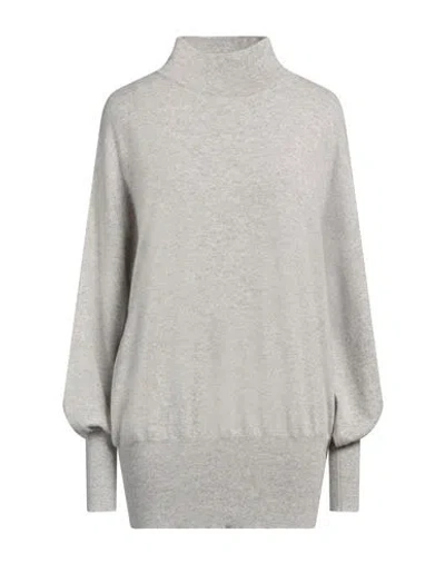 Brunello Cucinelli Woman Turtleneck Light Grey Size S Cashmere, Ecobrass In Grey