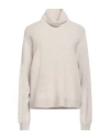 Brunello Cucinelli Woman Turtleneck Light Grey Size Xxl Virgin Wool, Cashmere, Silk, Ecobrass In Grey