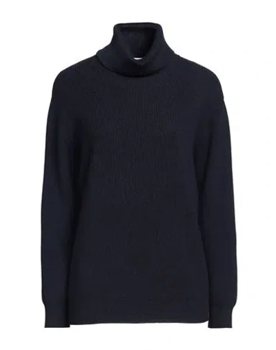 Brunello Cucinelli Woman Turtleneck Navy Size Xl Cashmere, Brass In Navy Blue