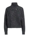 Brunello Cucinelli Woman Turtleneck Navy Size Xs Cashmere, Polyamide, Polyester In Navy