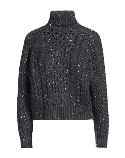 Brunello Cucinelli Woman Turtleneck Navy Size Xs Cashmere, Polyamide, Polyester