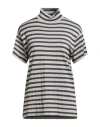 Brunello Cucinelli Sparkling Stripe Turtleneck Sweater In Cashmere And Silk In Multi