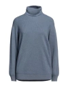 Brunello Cucinelli Woman Turtleneck Pastel Blue Size M Cashmere, Brass