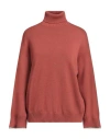 Brunello Cucinelli Woman Turtleneck Rust Size L Cashmere, Brass In Red