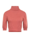 Brunello Cucinelli Woman Turtleneck Rust Size M Cashmere, Ecobrass In Red