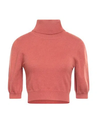 Brunello Cucinelli Woman Turtleneck Rust Size M Cashmere, Ecobrass In Red